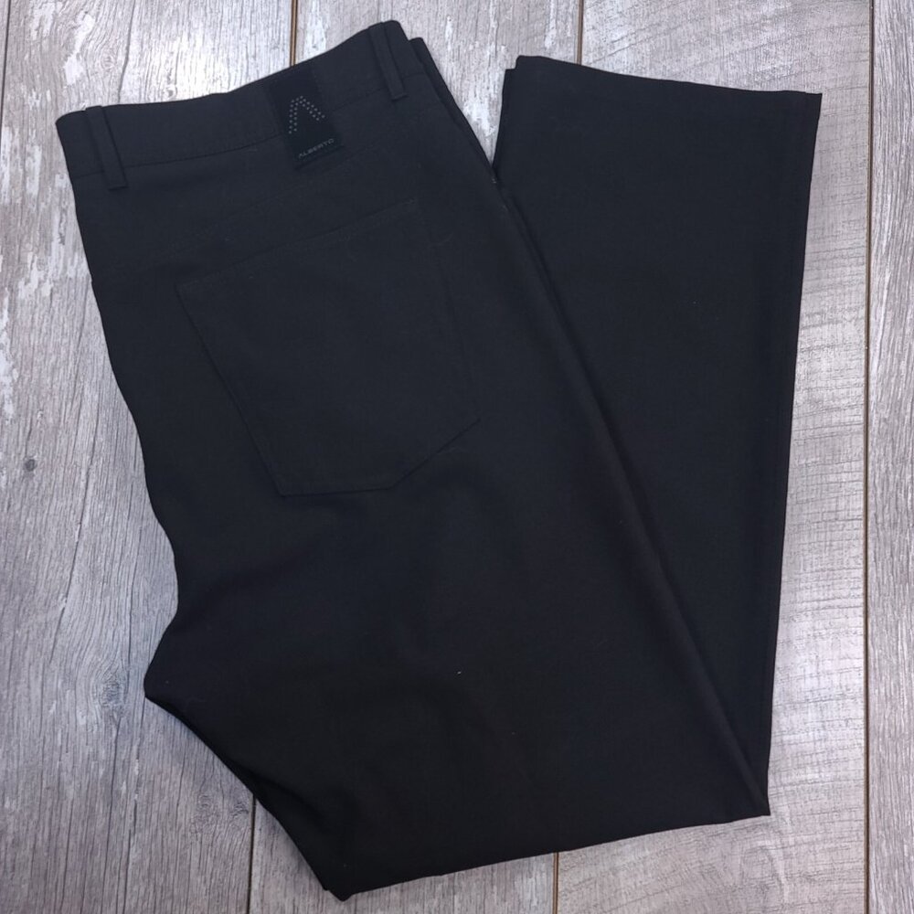 Alberto Mens Stone Dress Pants Size 42x32 Black Modern Fit Ceramica Straight Leg